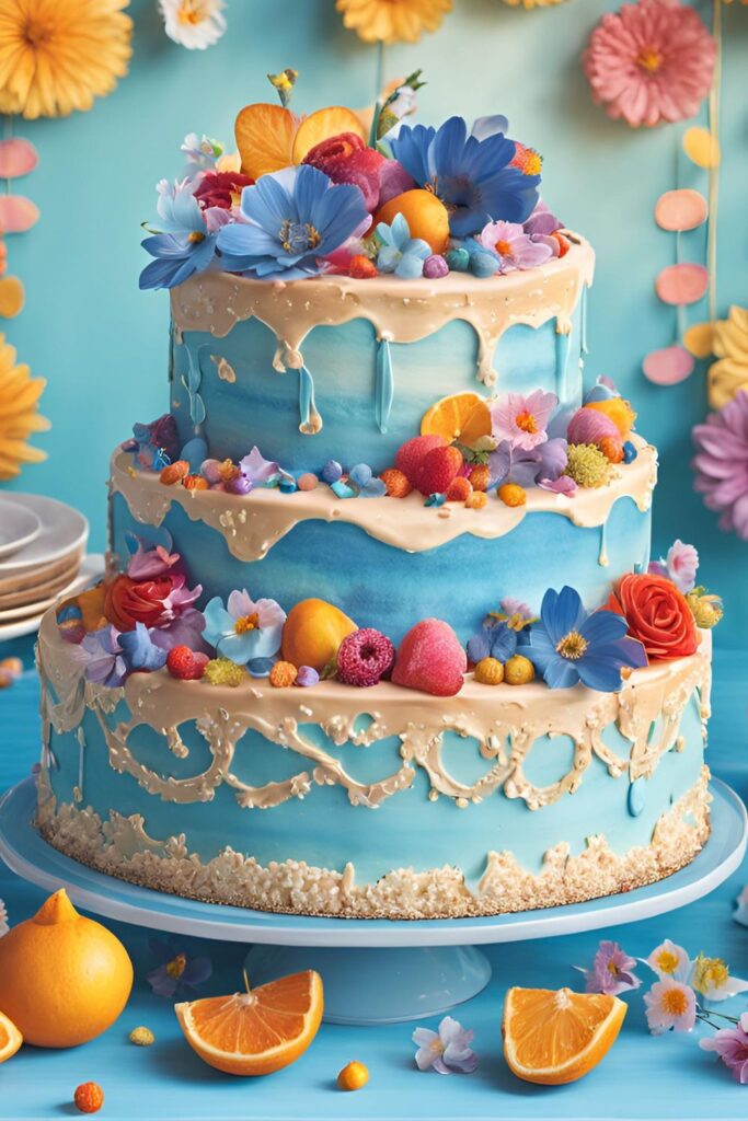 Baby Birthday Blue Cakes Flowers Tips