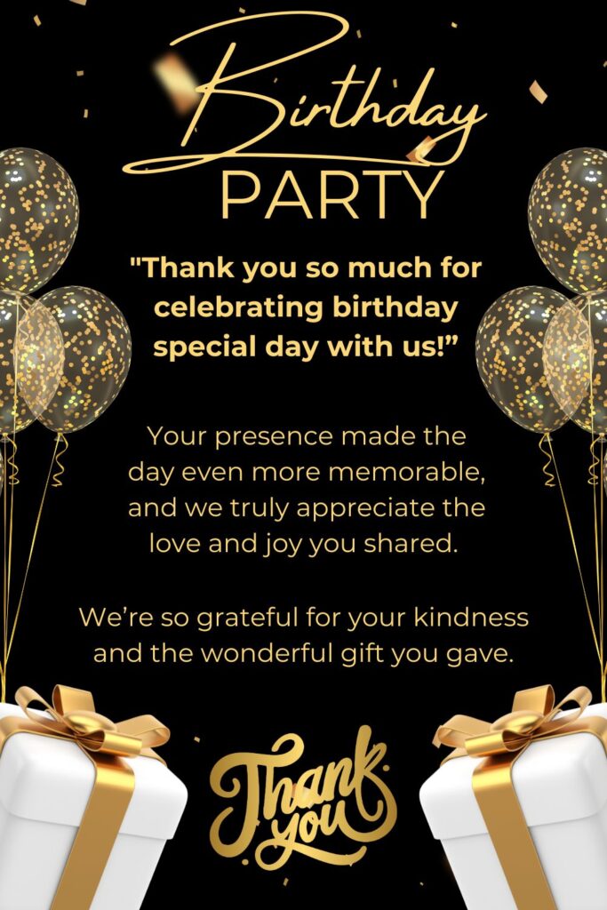 Birthday Party Thank you Messages Cards