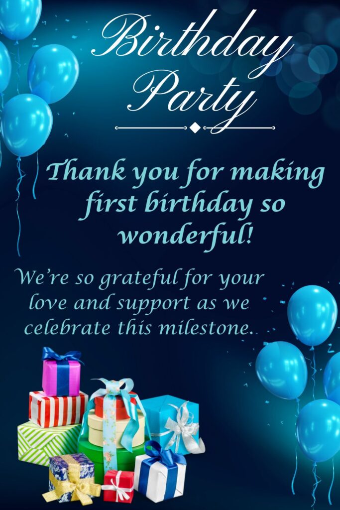 Birthday Party Thank you Messages Cards