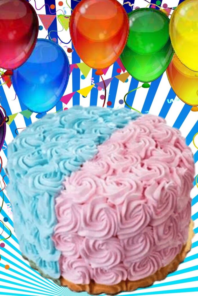 Simple Birthday Cake Pink and Blue