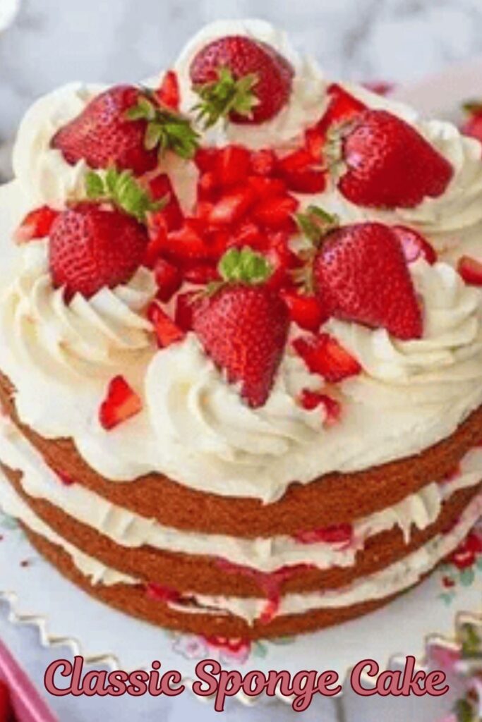 Simple Sponge Birthday Strawberry Cake