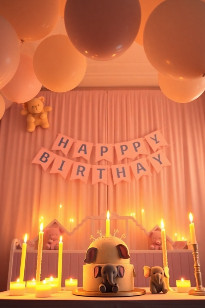 Birthday Animal Decor Room Candle Light