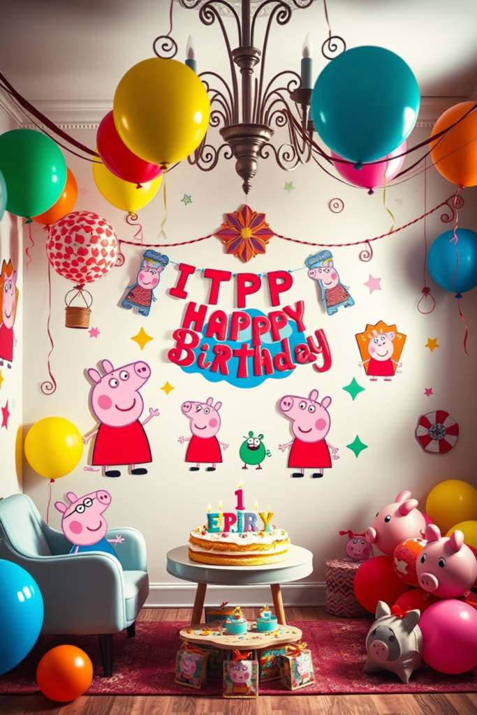 Birthday Decor Room Peppa cartoon