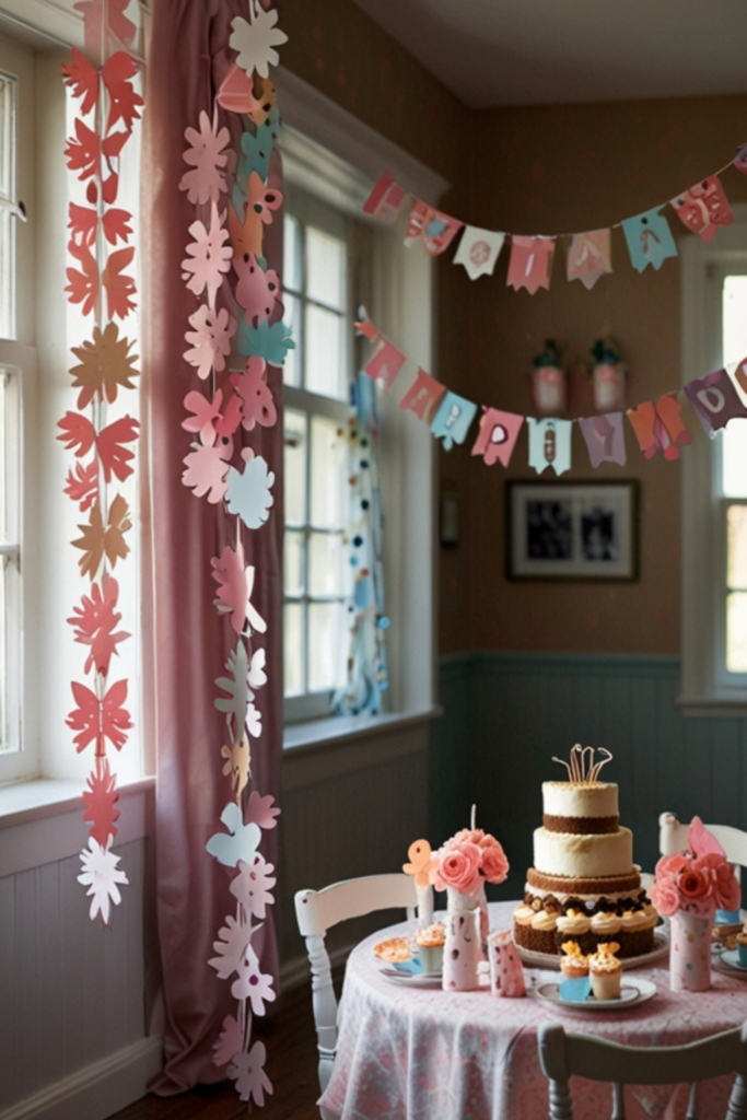 Birthday Paper Garland Decor at Home