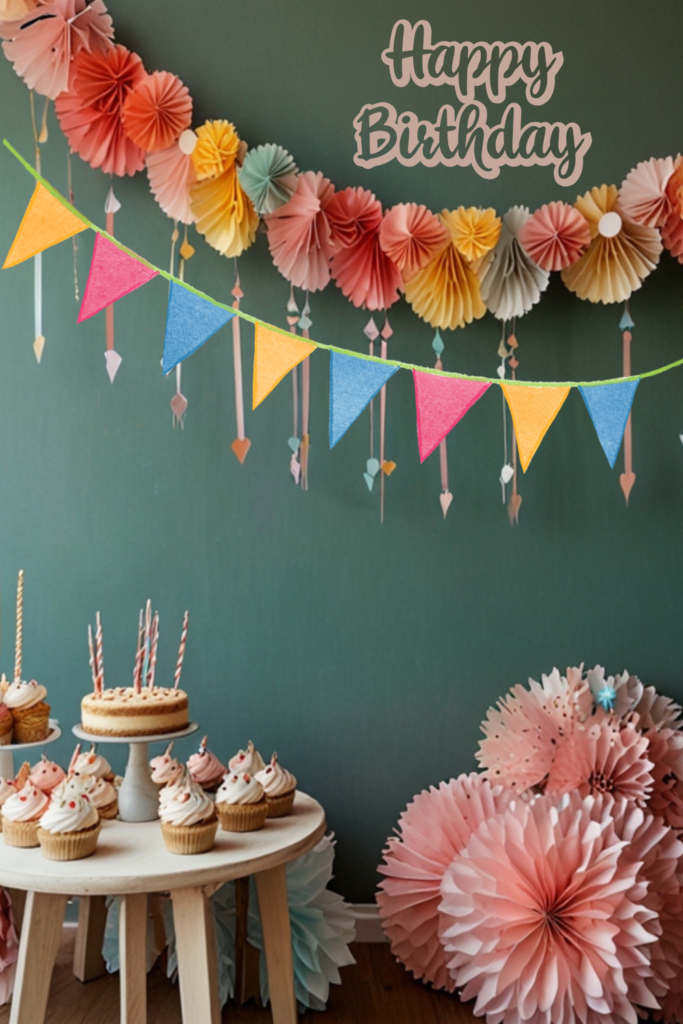 Birthday DIY Paper Garland Decor at Home