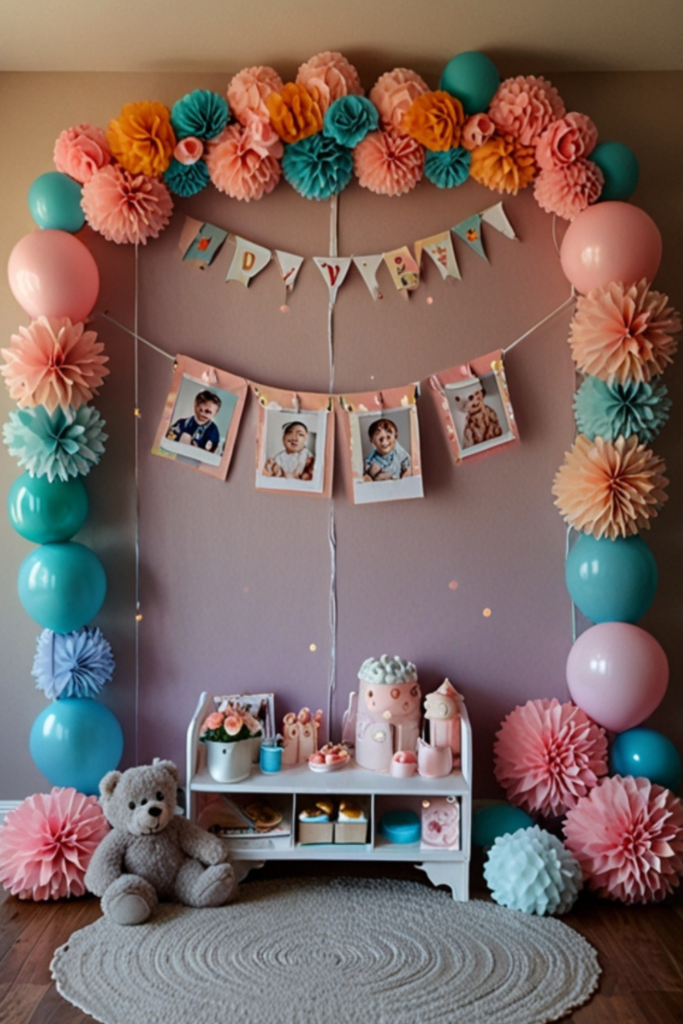 Baby Birthday Photo Display Decoration at Home