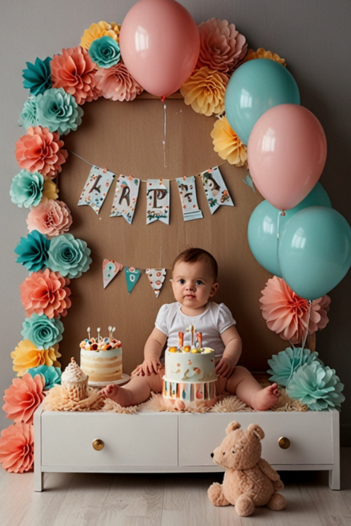 Baby Birthday Photo Display Decoration at Home