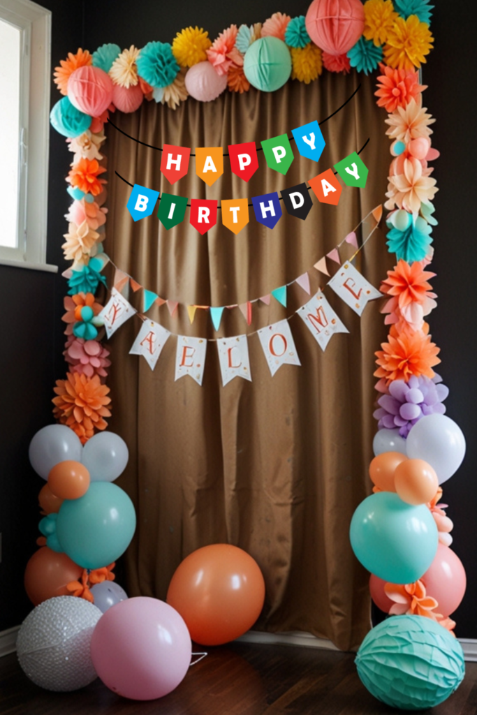 Baby Birthday Balloon Decoration at Home