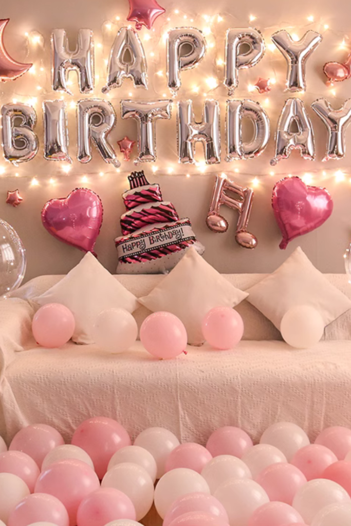 Girl Birthday Pink Balloon Decoration Room 