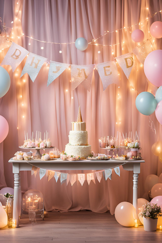 Baby Birthday Decoration Color Theme with Lighting