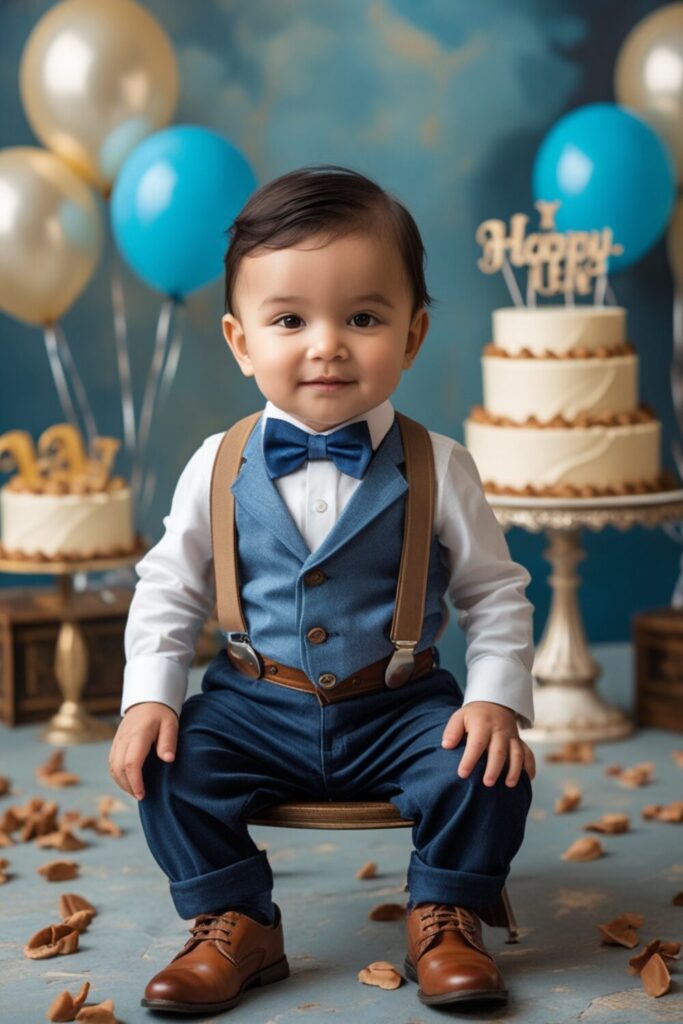 Birthday Classic Waistcoat Dress for 1-Year Baby Boy