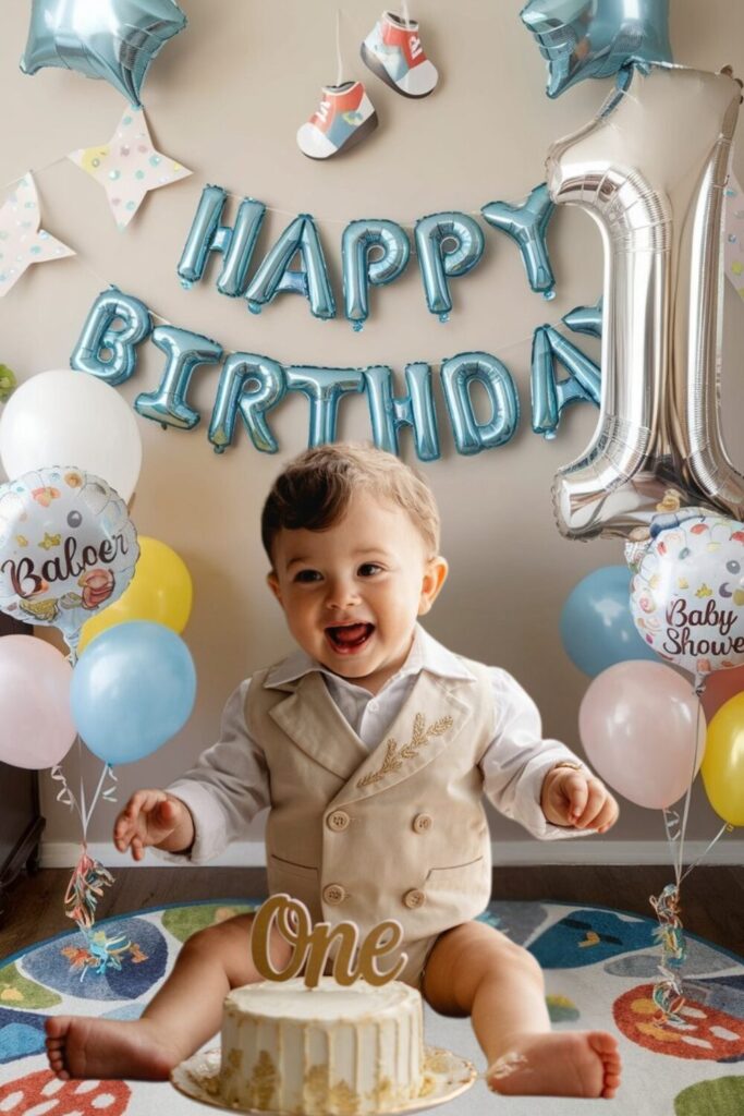 1-Year Baby Boy Birthday Classic Waistcoat Dress 