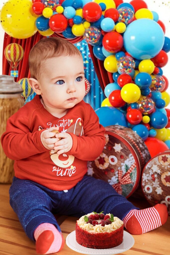 1-Year Baby Boy Birthday Prints and Color Dress