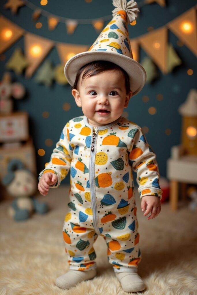 1-Year Baby Boy Birthday Fun Prints and Color Dress