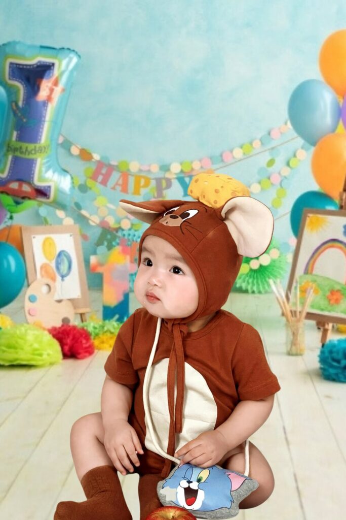 Birthday Cartoon Dress for 1-Yeaar Baby Boy
