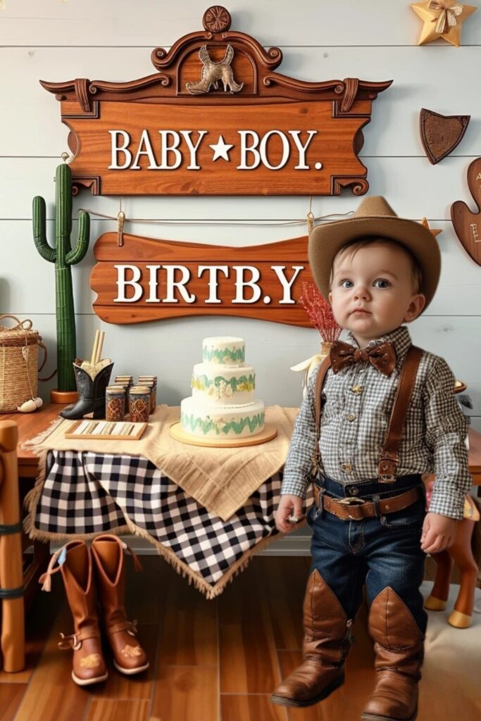 1-Year Baby Boy Birthday Western Dress 