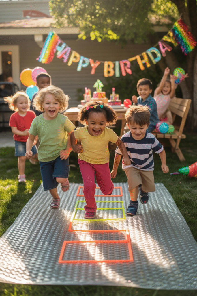 Birthday Bubble Wrap Hopscotch Outdoor Activity