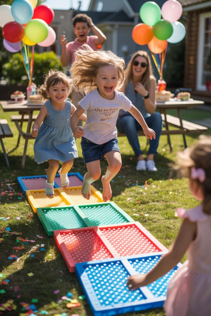 Bubble Wrap Hopscotch Game