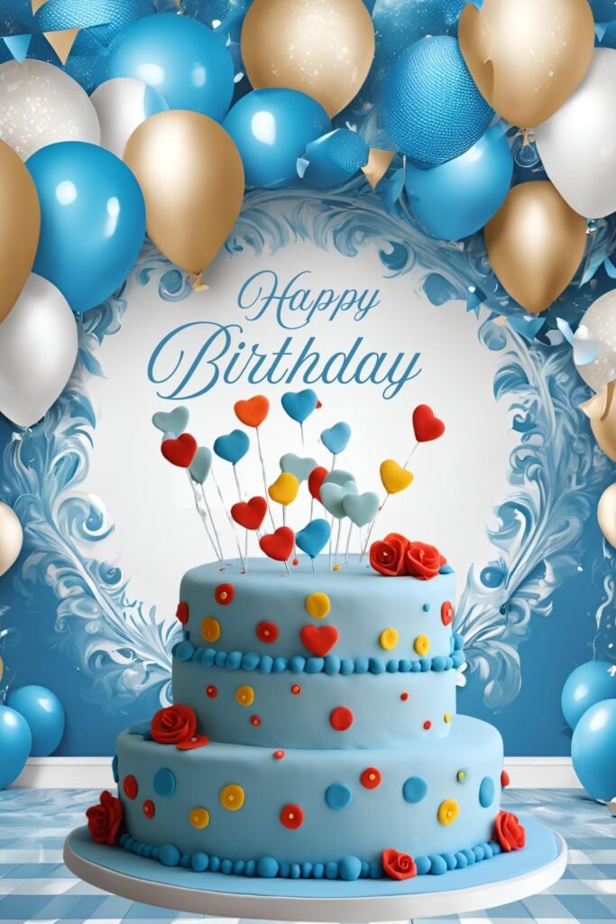 Simple Patterns Blue Cake